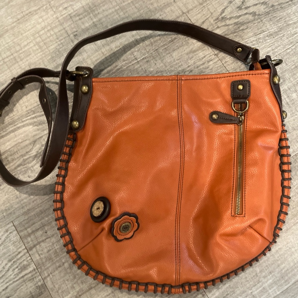 Chala cognac and Brown Shoulder Bag boho detail faux leather